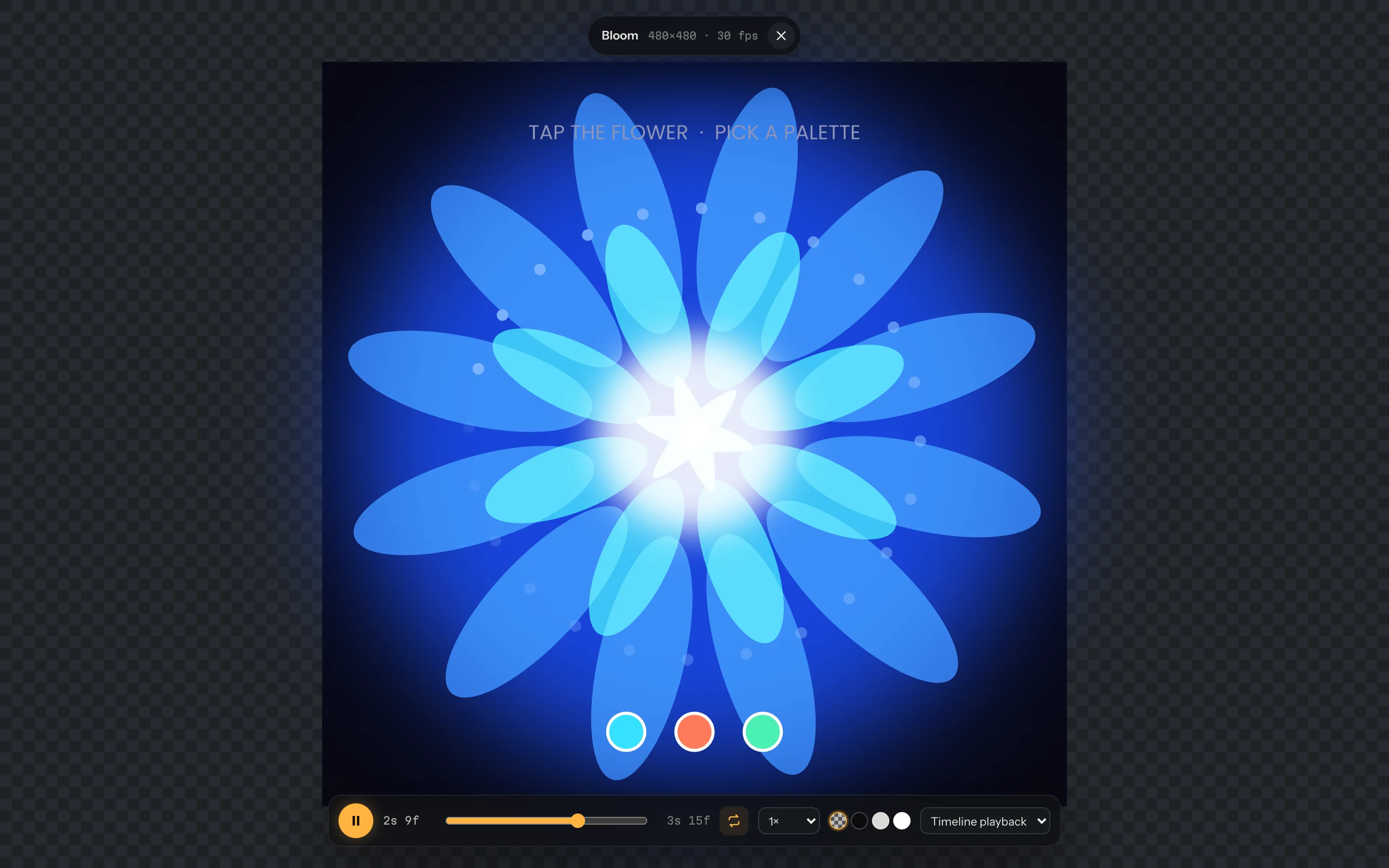 The full-screen player running the animation.